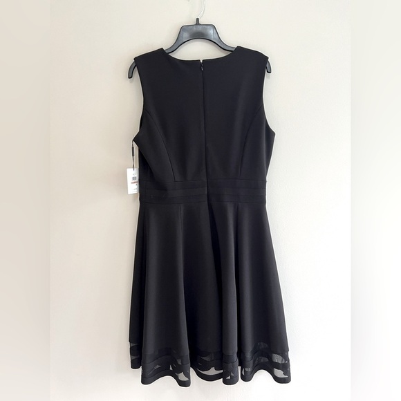 NWT Calvin Klein Sleeveless Fit And Flare Black Dress With Sheer Hem Detail, 12 - Picture 7 of 10